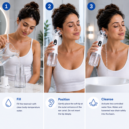 Automatic Ear Wax Removal Kit, Pulse Electric Ear Cleaner Portable for Adults Kids, Handheld Irrigation Washer