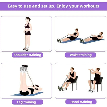 4/6-Tube Tensioner Multi-Functional Household Fitness Yoga Abdominal Strengthening Elastic Band Tension Rope Sit-Up Assistive