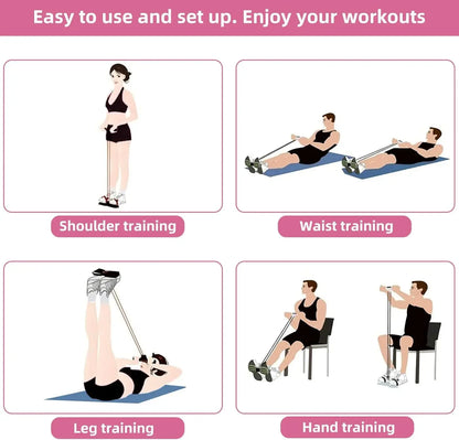 4/6-Tube Tensioner Multi-Functional Household Fitness Yoga Abdominal Strengthening Elastic Band Tension Rope Sit-Up Assistive