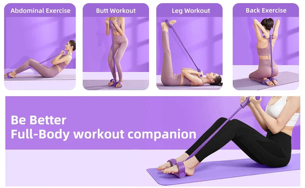 4/6-Tube Tensioner Multi-Functional Household Fitness Yoga Abdominal Strengthening Elastic Band Tension Rope Sit-Up Assistive